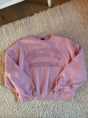 Pacific Sunwear Dusty Pink Crewneck Sweatshirt with Appliqué Logo